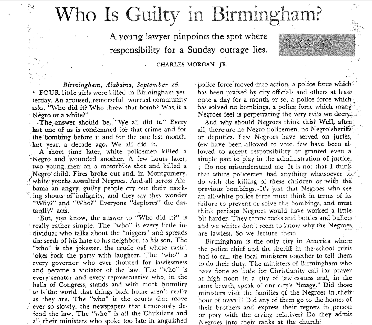 Who is Guilty in Birmingham?